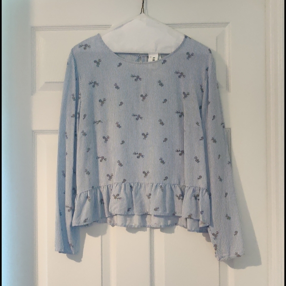 Divided Tops - H&M Blue Peplum Blouse